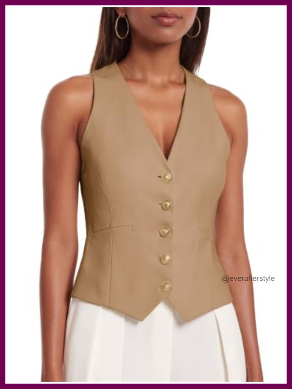 Sleeveless V-Neck Vest Blazer Corset Cropped Office Casual Top